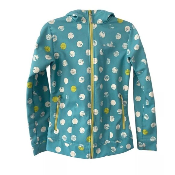 Columbia Youth Girls Polka Dot Full Zip Fleece Lined Blue Jacket Size 18 / 20 - Picture 1 of 10